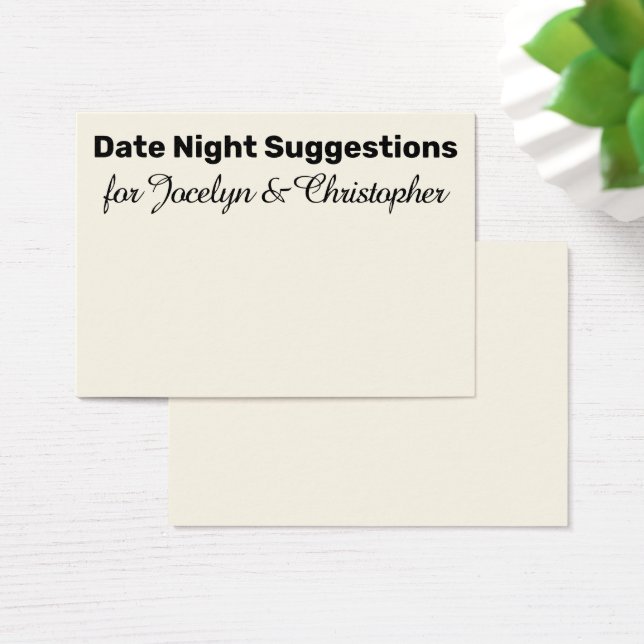 Elégante, Simple Date Night Suggestions Carte Crèm (Bureau)