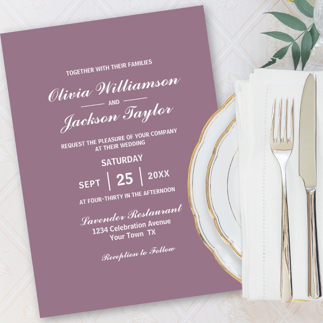 Elegante Simple Dusty Rose White Wedding Einladung (Von Creator hochgeladen)