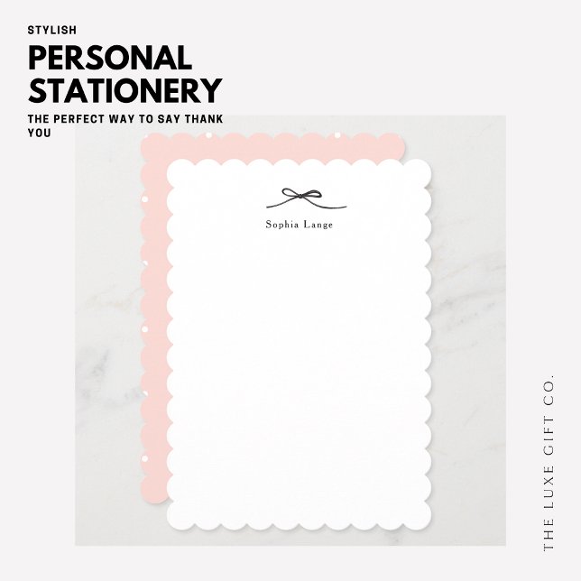 Elegante Simple Feminine Black Bow Monogram Mitteilungskarte (Von Creator hochgeladen)