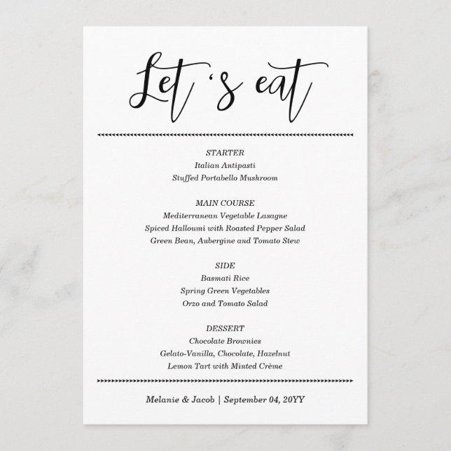 Elegante Simple Flat Menu Card Menükarte (Vorderseite)