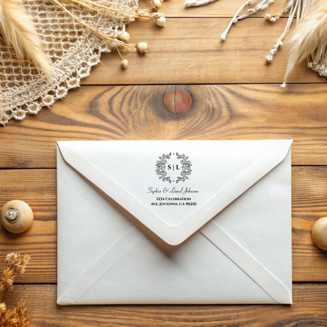 Elegante Simple Floral Wedding Rücksendeadresse Gummistempel (Von Creator hochgeladen)