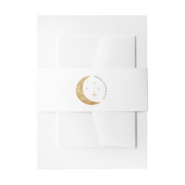 Elegante Simple Gold Celestial Moon Stars Hochzeit Einladungsbanderole