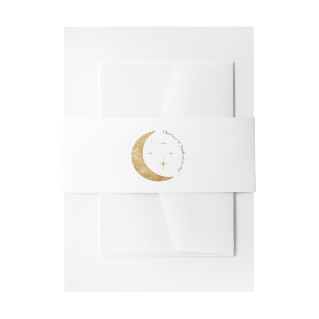 Elegante Simple Gold Celestial Moon Stars Hochzeit Einladungsbanderole (Vorderseite Beispiel)