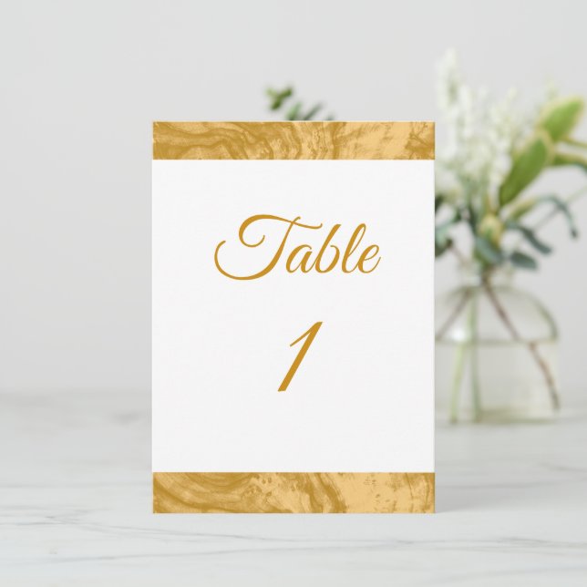 Elegante Simple Gold Custom Wedding Tischnummer (Stehend Vorderseite)