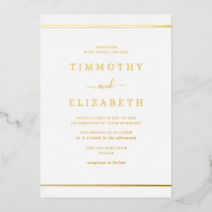 Elegante Simple Gold Wedding Folieneinladung