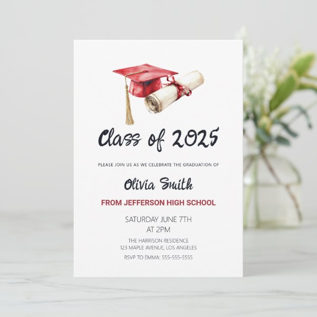 Elegante Simple Graduation Party Einladung (Stehend Vorderseite)