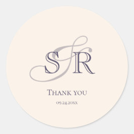 Elegante Simple Lavender Mit Monogramm Gastgeschen Runder Aufkleber