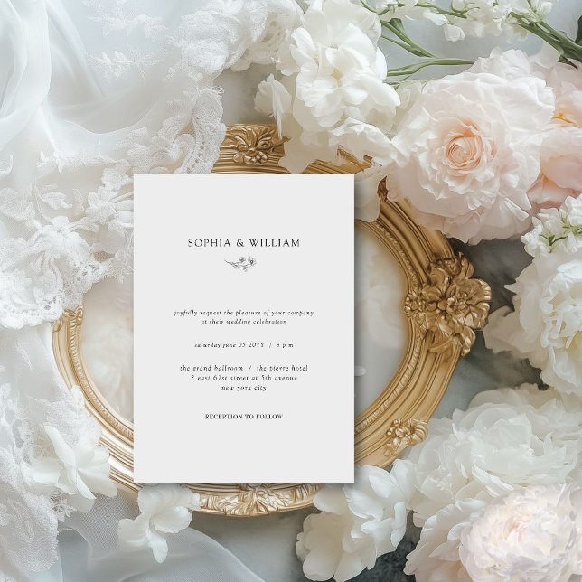 Elegante Simple Luxury Fine Art Wedding Einladung (The Sophia invitation has a sleek, minimalist aesthetic but is still dainty and feminine.)