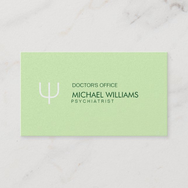 Elegante simple profesión psicólogo verde claro visitenkarte (Vorderseite)