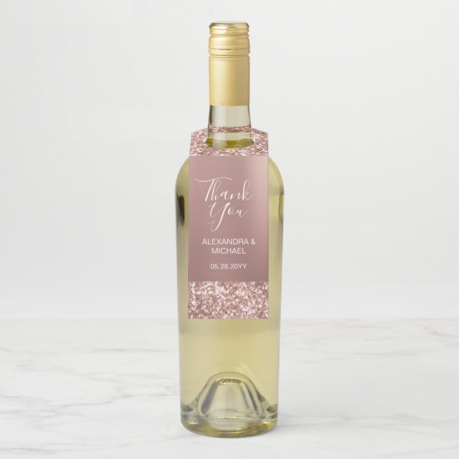 Elegante Simple Rose Gold Glitzer Moderne Vielen D Flaschenanhänger (Auf Flasche)