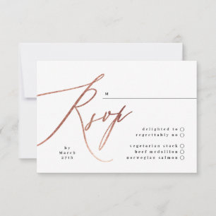 Elegante Simple Rose Gold Wedding RSVP Card Karte