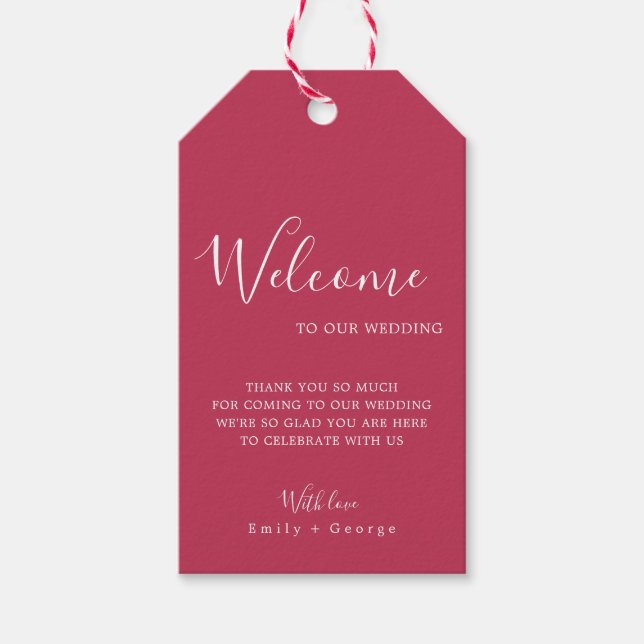 Elegante Simple Viva Magenta Moderne trendige Hoch Geschenkanhänger (Vorderseite)