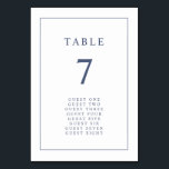 Elegante Simple Wedding Tischnummer<br><div class="desc">Elegante Simple Wedding Tischnummer. Die elegante und minimalistische Tischnummer der Grenzhochzeit zeichnet sich durch eine dünne marineblau blaue Grenze mit marineblauem Text und Schrift aus. Matching-Objekte finden Sie in der Navy Classic Border Wedding Suite.</div>