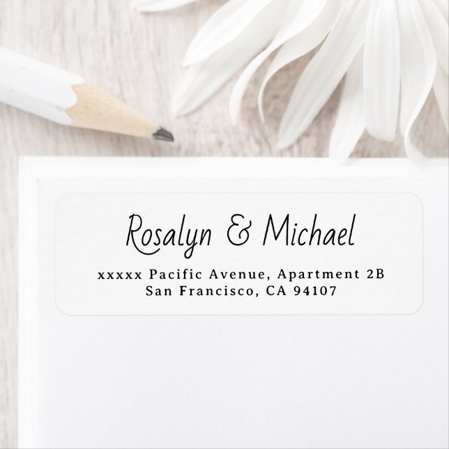 Elegante Simple White Wedding Rücksendeadresse (Insitu)