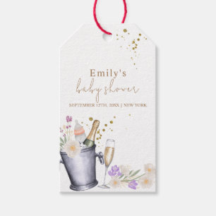 Elegante Sip & See Champagne Flasche Baby Dusche Geschenkanhänger