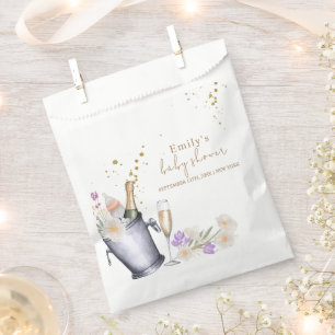 Elegante Sip & See Champagnerflasche Baby Shower Geschenktütchen