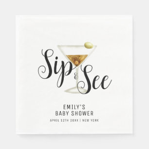 Elegante Sip & See Martini Cocktail Babydusche Serviette