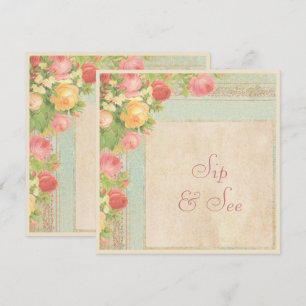 Elegante Sip & See Vintage Rose Einladung