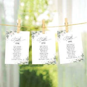 Elegante Sitzkarten für die Hochzeit mit Grünpflan Tischnummer