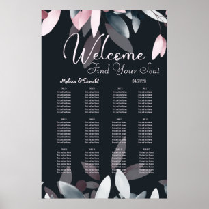 Elegante Sitzordnung in Rosa und Navy Wasserfarben Poster