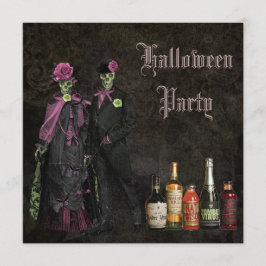 Elegante Skelette u. Gift-Halloween-Party Einladung