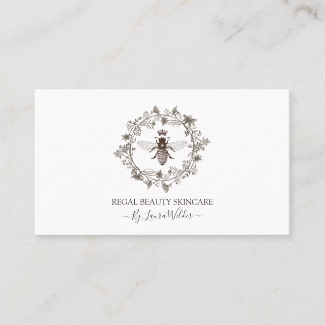 Elegante Skincare Östhetician Bee Logo Schönheit Visitenkarte (Vorderseite)