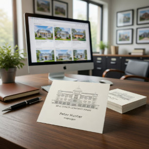 Elegante Skizze eines Immobiliengebäudes Square Quadratische Visitenkarte