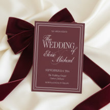 Elegante Skript Burgunderrote formelle Hochzeit