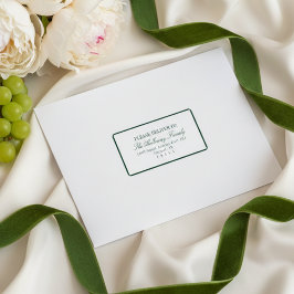 Elegante Skript Dunkelgrüne formelle Hochzeit Adressaufkleber