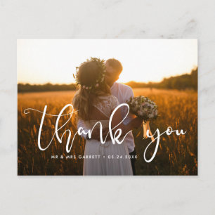 Elegante Skript Hochzeit danke Postkarte