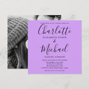 Elegante Skript-Lavendel-Lila-Orchideen-Hochzeitsf Einladung
