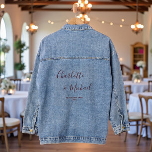 Elegante Skript Minimalistische Hochzeit Jeansjacke