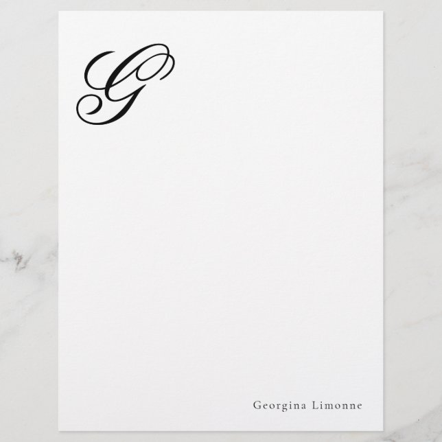 Elegante Skript-Monogramm-Briefkopf-Papeterie Briefbogen (Vorderseite)