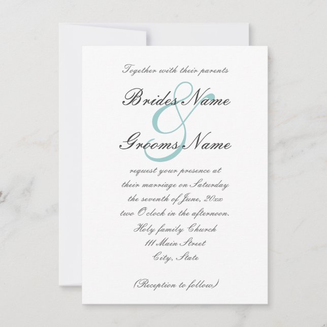 Elegante Skript-Schriftart-Hochzeitseinladung Einladung (Vorderseite)