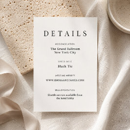 Elegante Skript + Serif Hochzeits-Details-Karte RSVP Karte