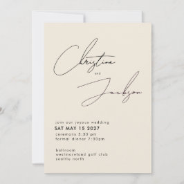Elegante Skript-Typografie Moderne Creme-Hochzeit Einladung