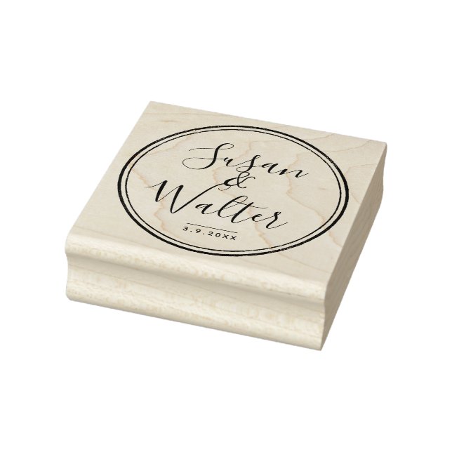 Elegante Skriptcouptnamen mit Hochzeitdatum Gummistempel (Stempel)