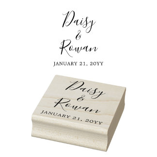 Elegante Skriptcouptnamen mit Hochzeitdatum Gummistempel