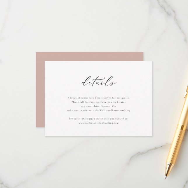 Elegante Skriptdetails-Einschlusskarte Begleitkarte (Vorderseite/Rückseite Beispiel)