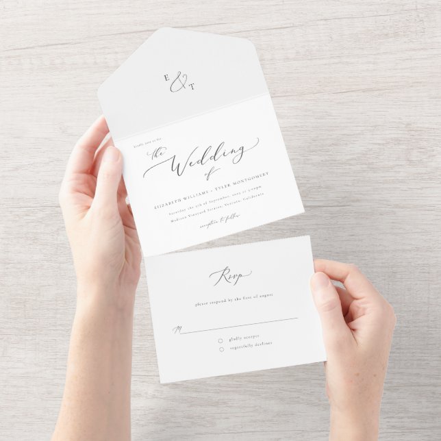 Elegante Skripteinladung All In One Einladung (Abreißen)