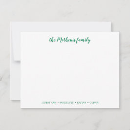 Elegante Skriptfamilie Nachname Forest Green Mitteilungskarte