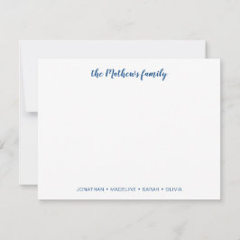 Elegante Skriptfamilie Nachname Navy Blue Mitteilungskarte