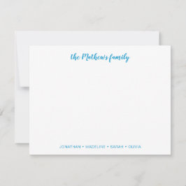 Elegante Skriptfamilie Nachname Ocean Blue Mitteilungskarte