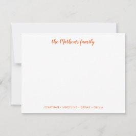 Elegante Skriptfamilie Nachname Orange Mitteilungskarte