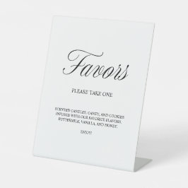 Elegante Skriptfavors Formal White Wedding Sockelschild