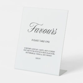 Elegante Skriptfavors Formal White Wedding Sockelschild