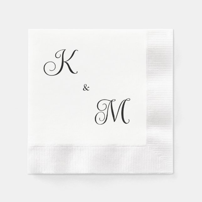 Elegante Skriptinitials White Wedding geprägt Serviette (Vorderseite)