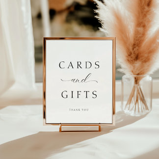 Elegante Skriptkarten und Geschenke Hochzeitstisch Poster