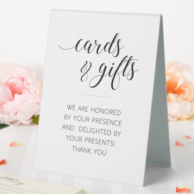 Elegante Skriptkarten und Geschenktische Hochzeit Tischaufsteller (In Situ (Hochzeit))