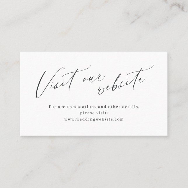 Elegante Skriptminimalistische Website Einfügen Ka Platzkarte (Vorderseite)